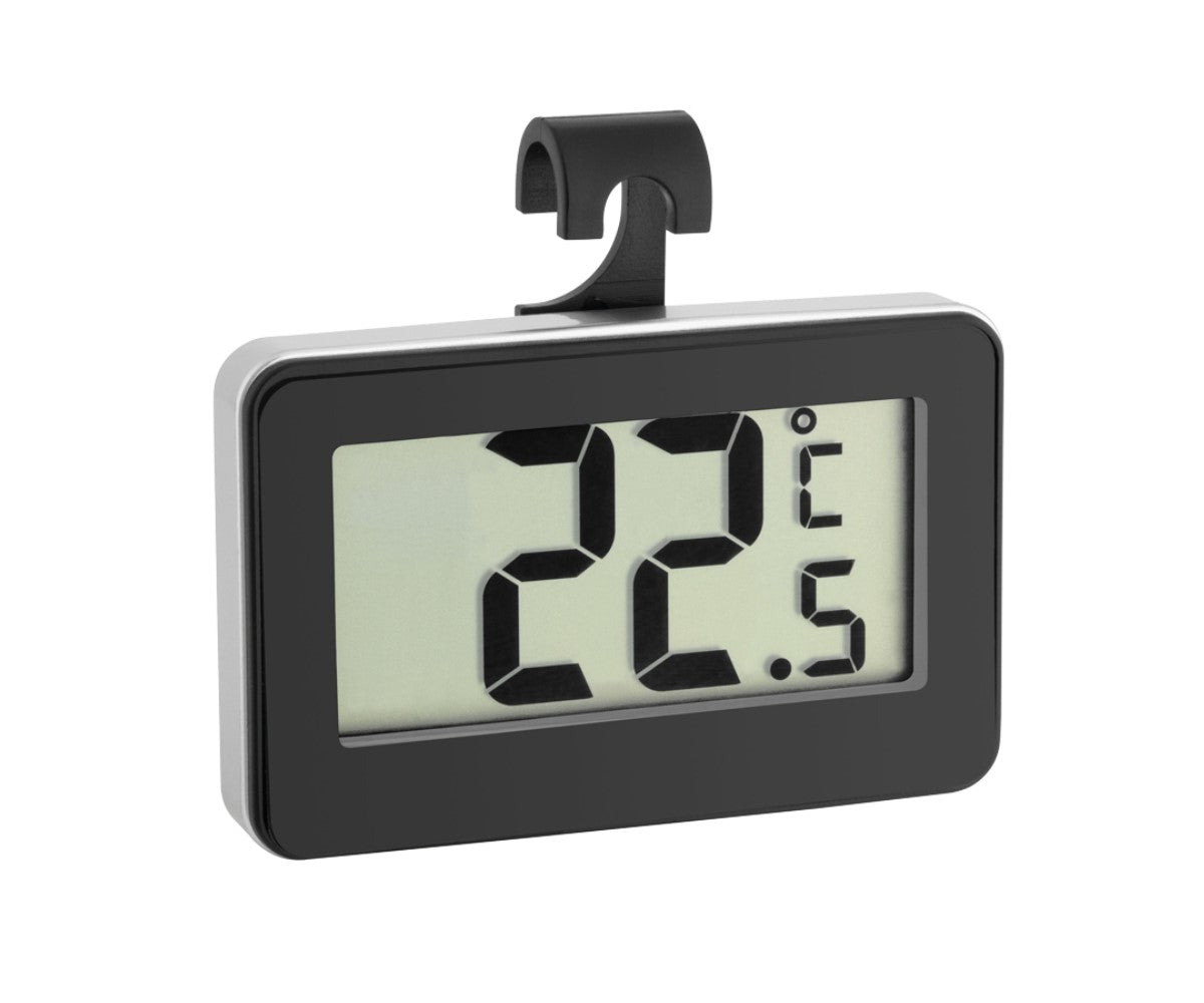Digitales Thermometer schwarz mit Haken und Magnet