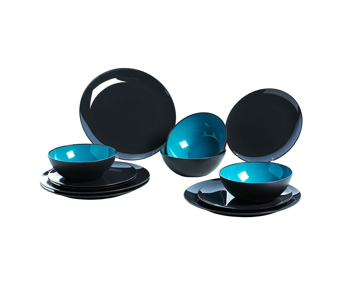 Gimex GreyLine Geschirrset Melamin grau-blau 12 tlg. grey line