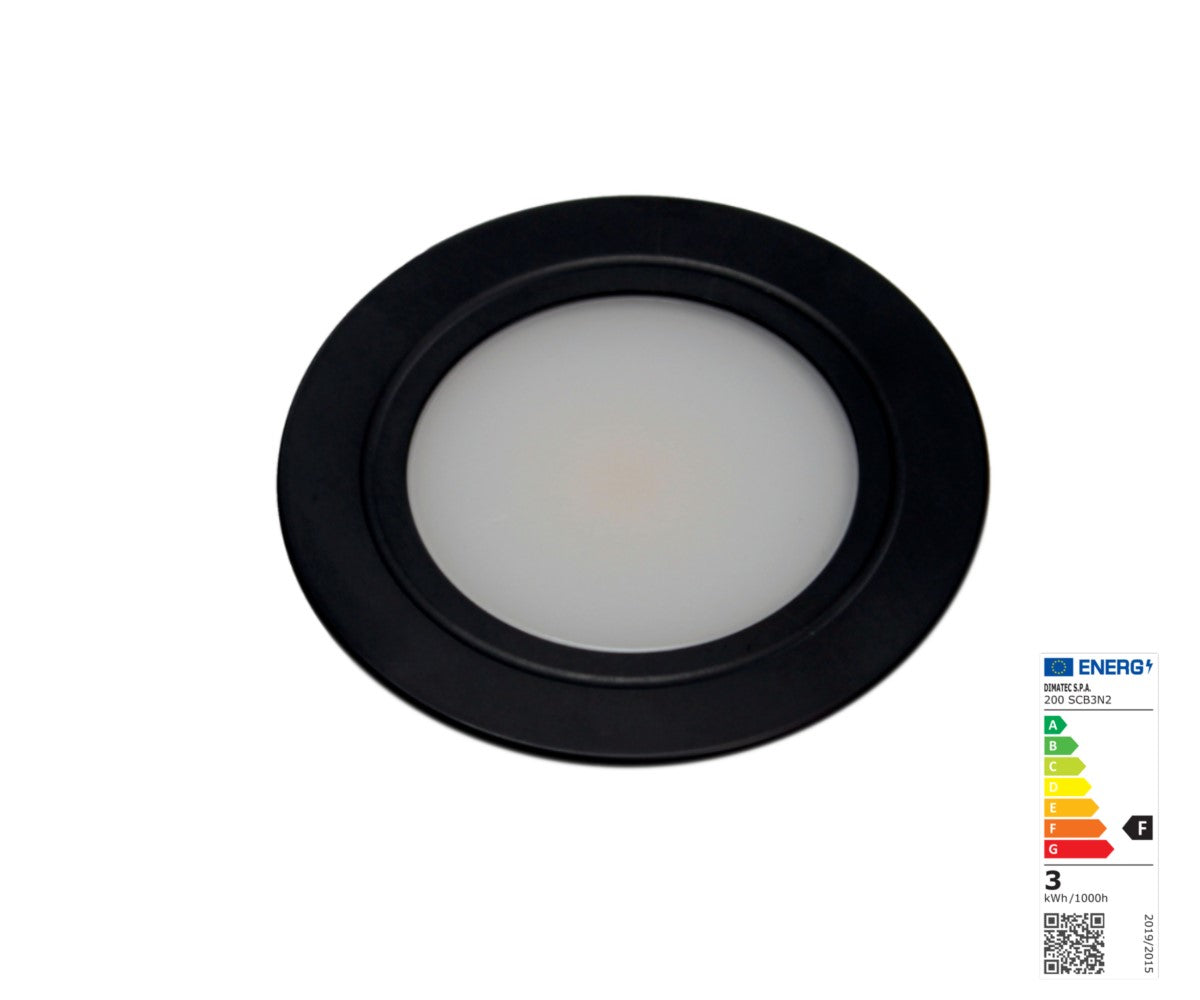 12V LED Einbauspot aus Metall schwarz von COB für das Wohnmobil