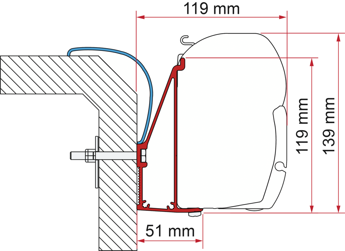Fiamma Adapter Rapido Serie 6, 350 cm (S) (B)