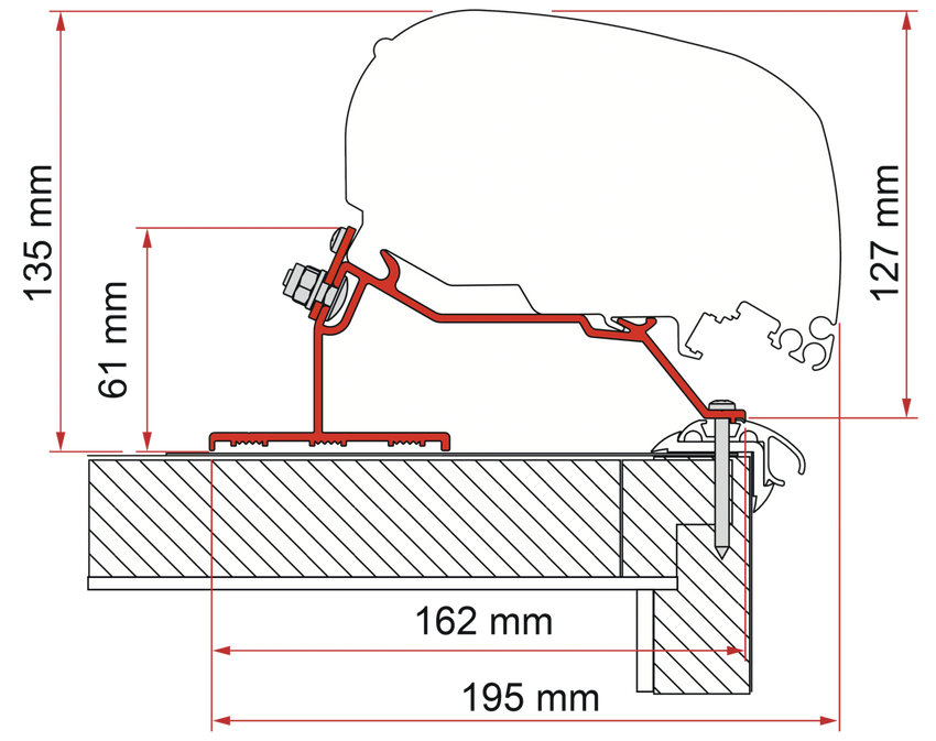 Fiamma Adapter F80-F65 Caravan Roof 600cm
