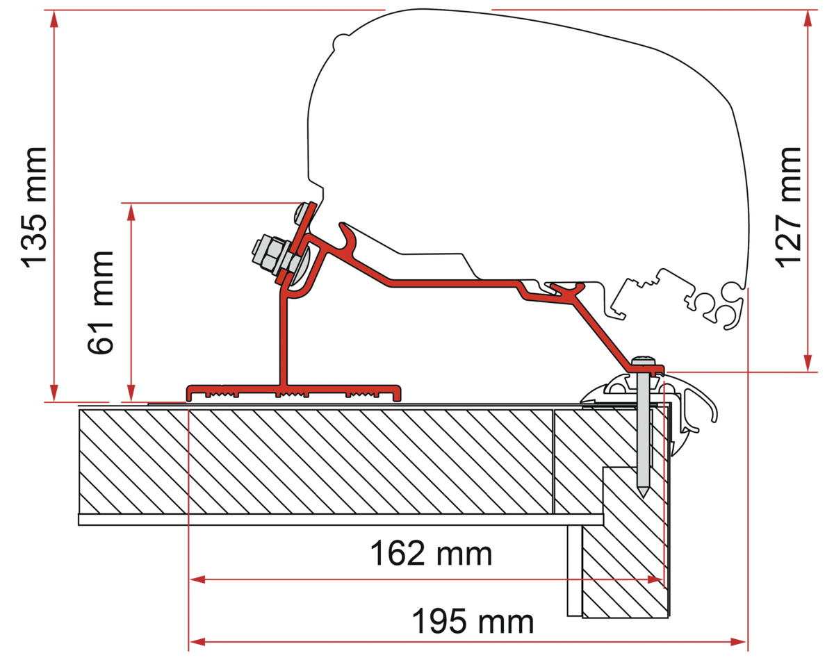 Fiamma Adapter F80-F65 Caravan Roof 370 cm (S)