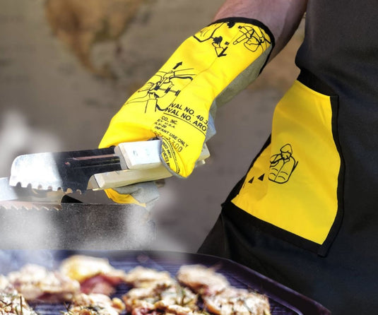 Linkshänder Grillhandschuh Galley BBQ - Upcycling Ofenhandschuh Unikat