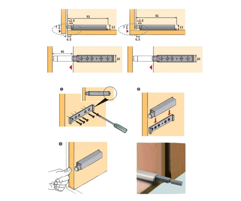 Laad de afbeelding in de galerijviewer, {Einbauanleitung push-to-open Druckschloss
